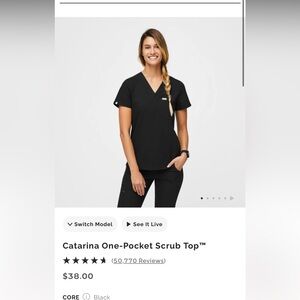 Figs Women's Catarina One-Pocket Scrub Top Black size Small